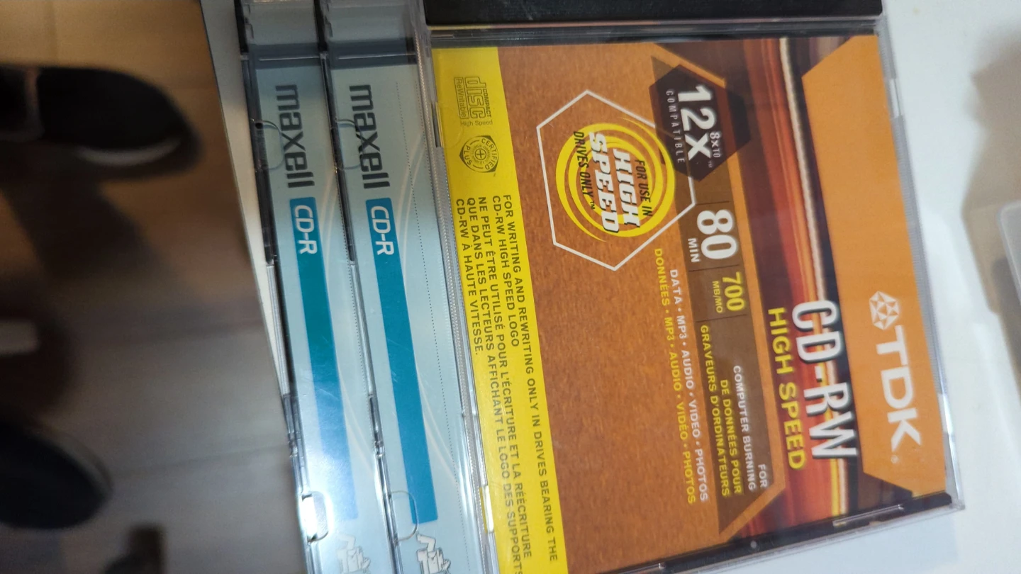 TDK CD-RW and Maxwell CD-R discs