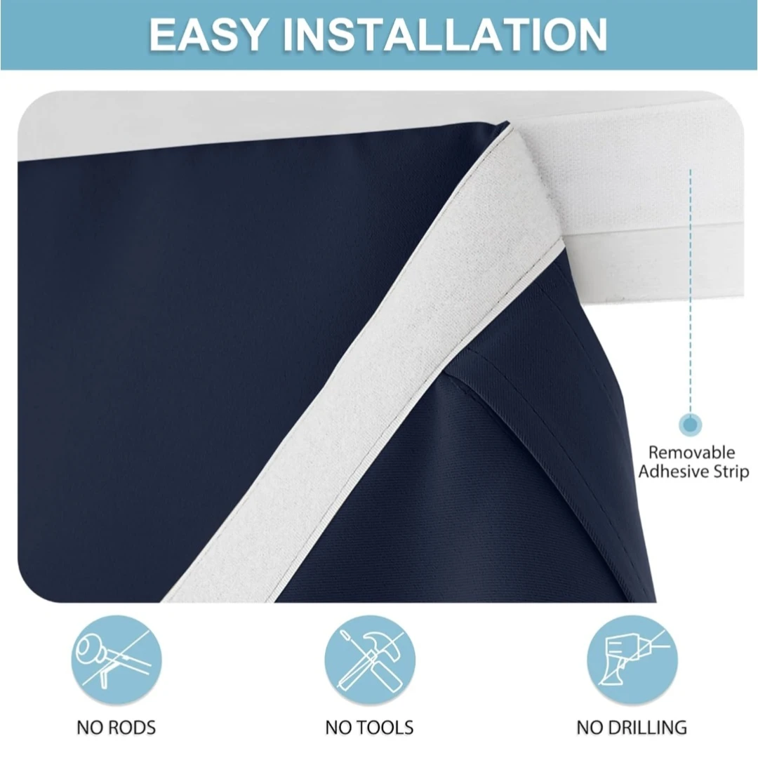 Door Privacy Curtain, Tie up Shade, 34"x40", 1 Panel, Navy - photo 5