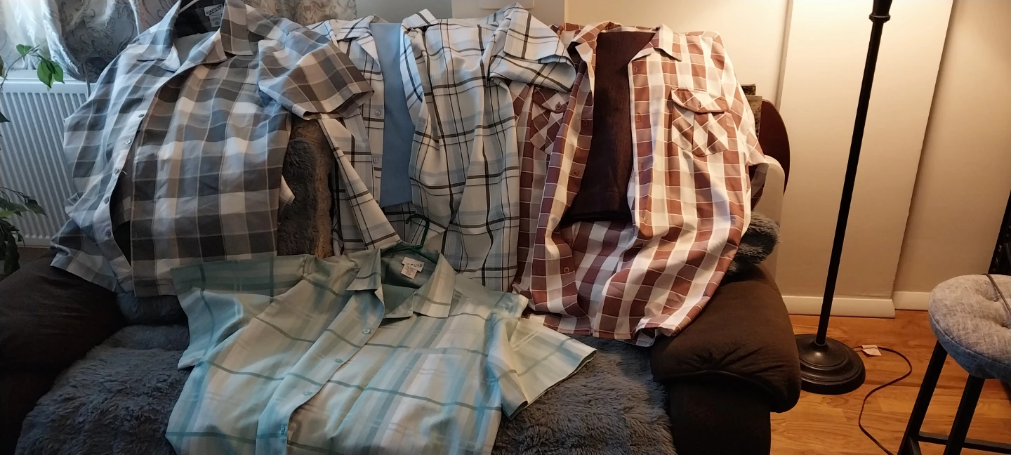 Bundle of Men's Plaid Short Sleeve Shirts and Pants