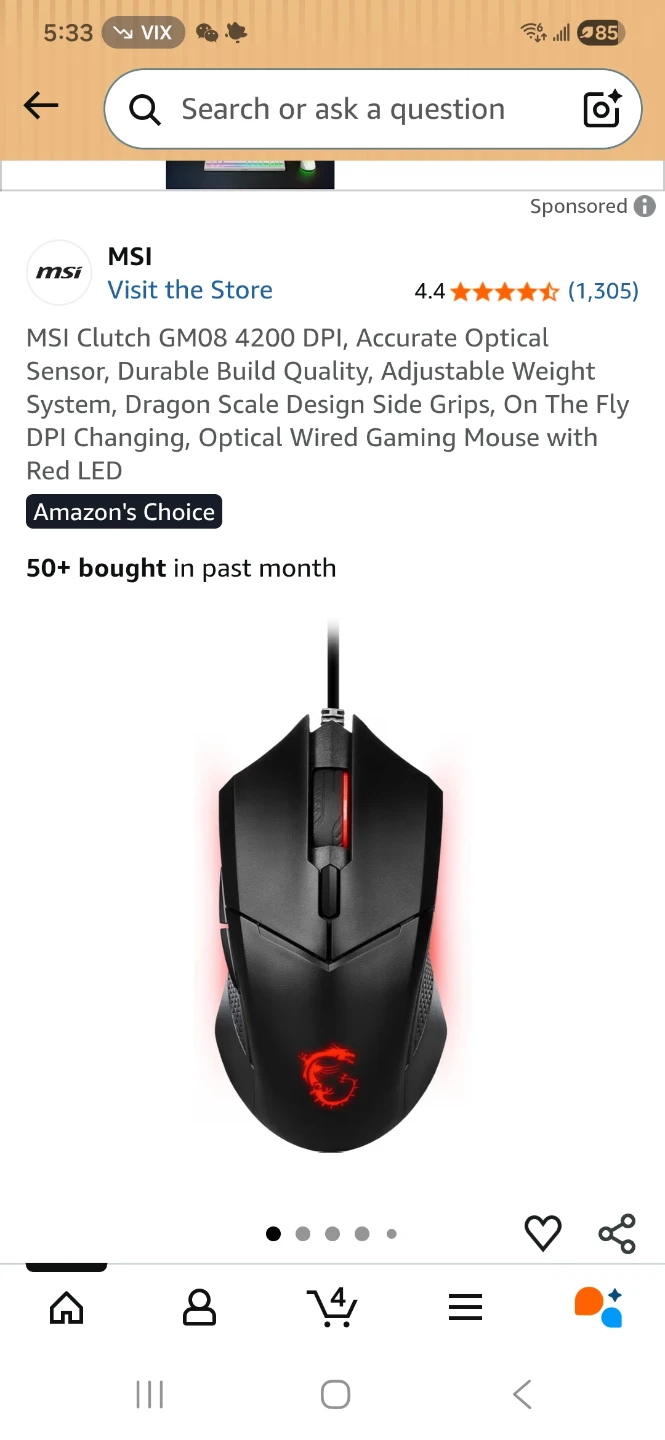MSI Clutch GM08 Gaming Mouse