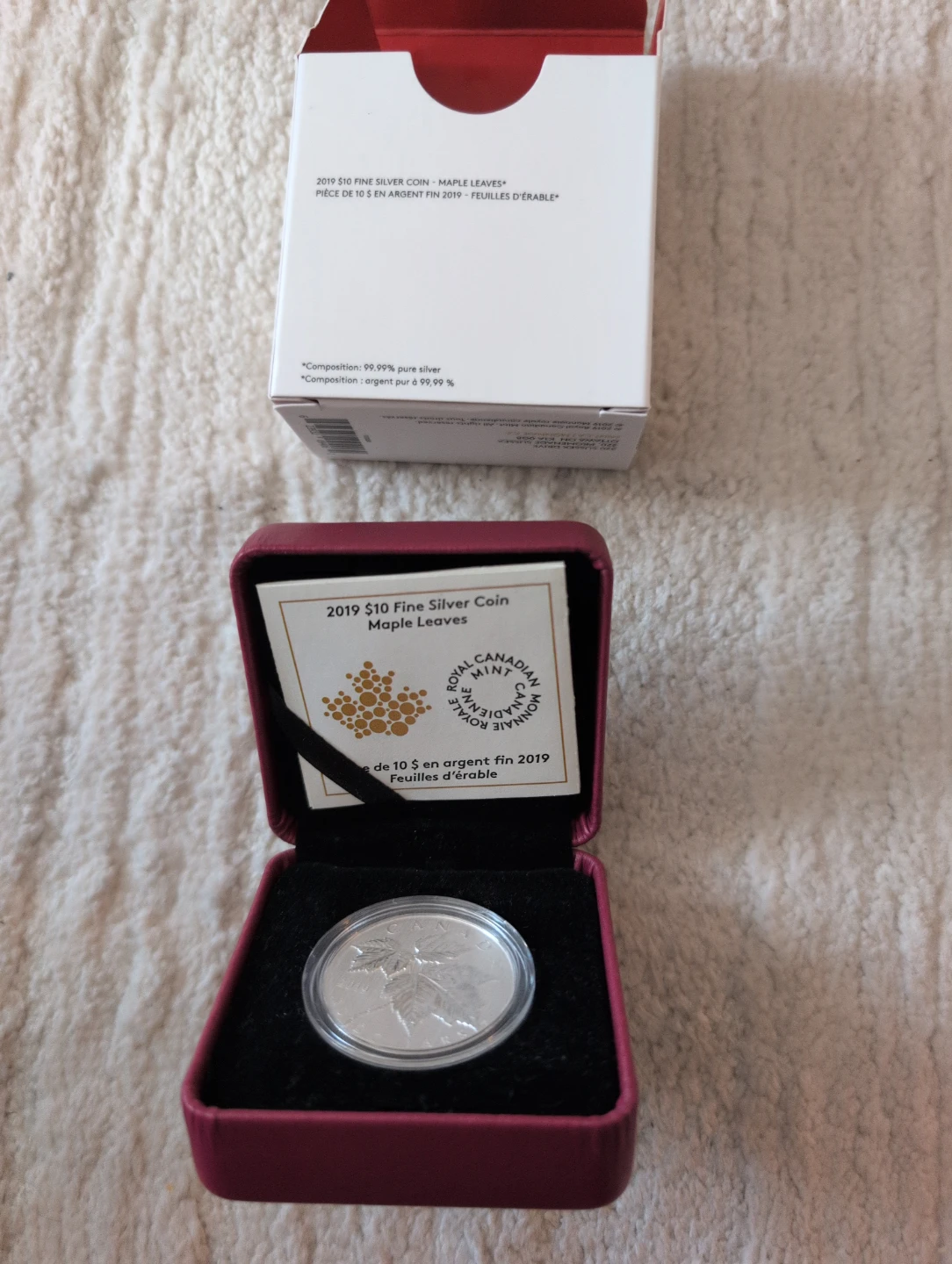 2019 $10 Fine Silver Coin - Maple Leaves - photo 3