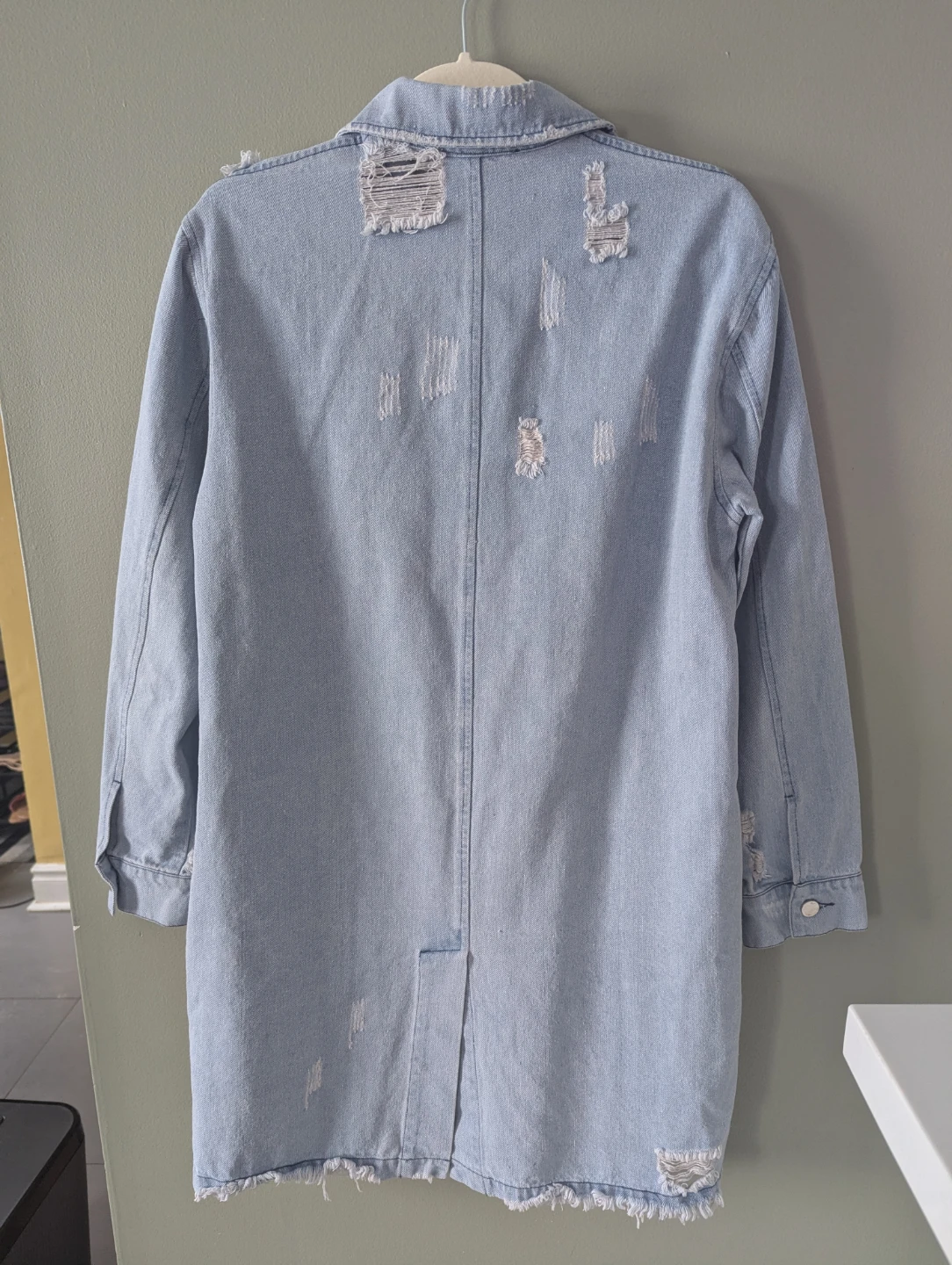 En Creme Distressed Denim Dress - Size S - photo 3