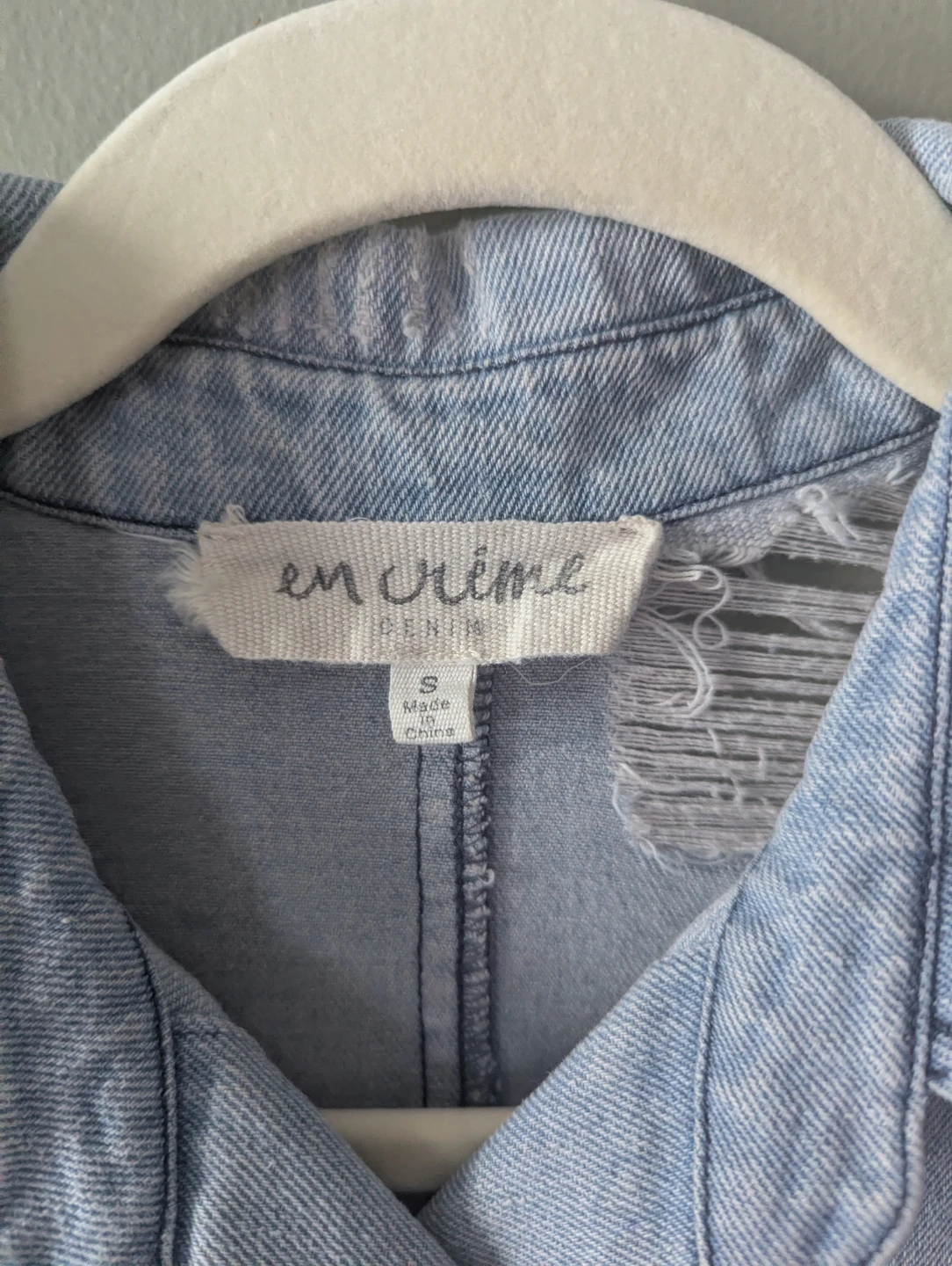 En Creme Distressed Denim Dress - Size S - photo 4