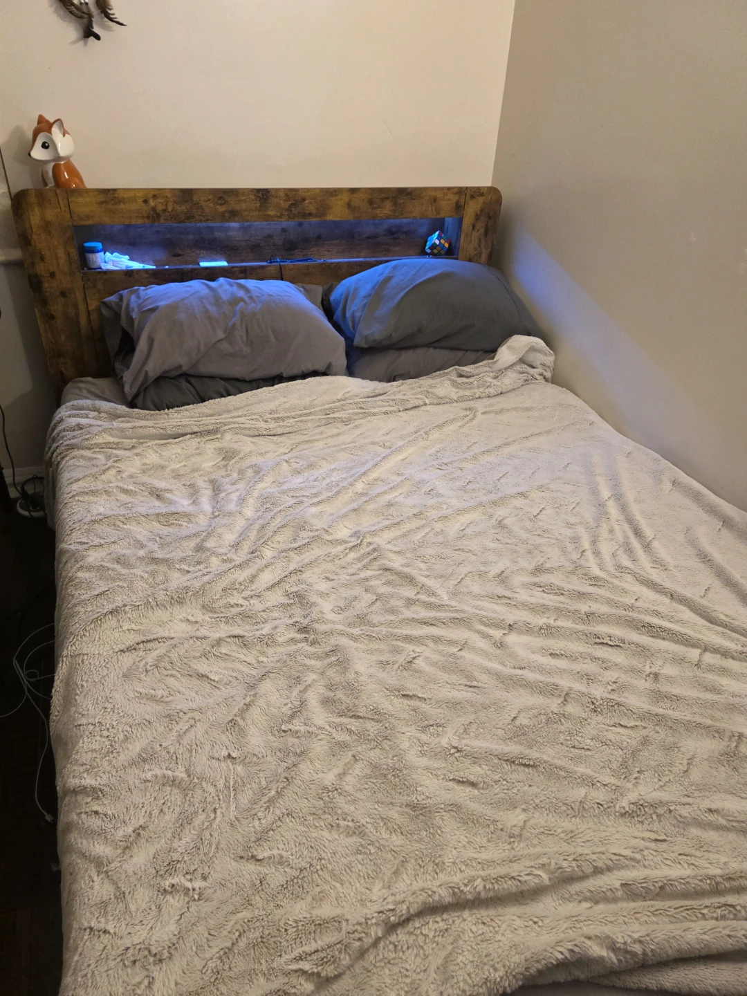 Queen Bed Frame *FREE* w/ LED and outlet in headboard
