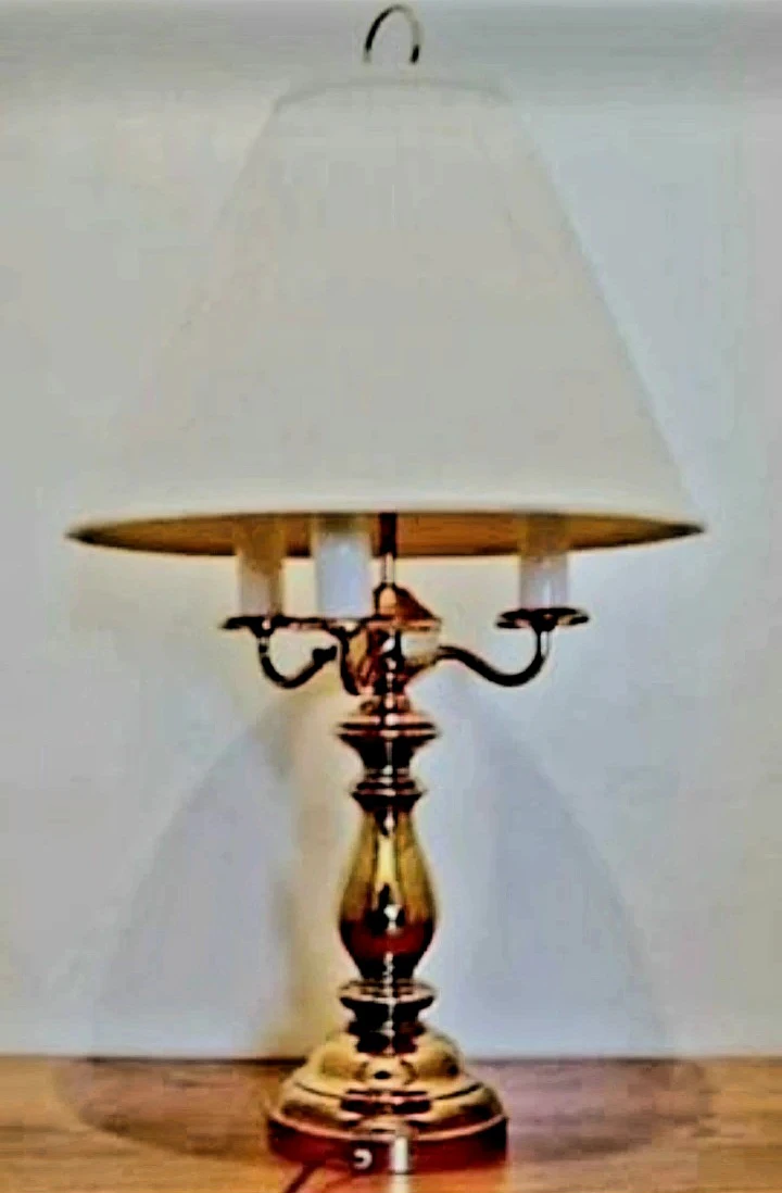 Unique Stunning Tall Heavy Brass Candelabra Lamp