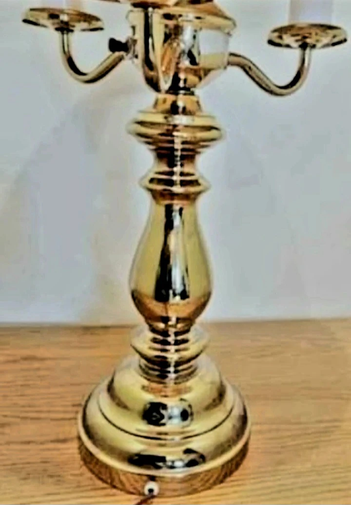 Unique Stunning Tall Heavy Brass Candelabra Lamp - photo 4