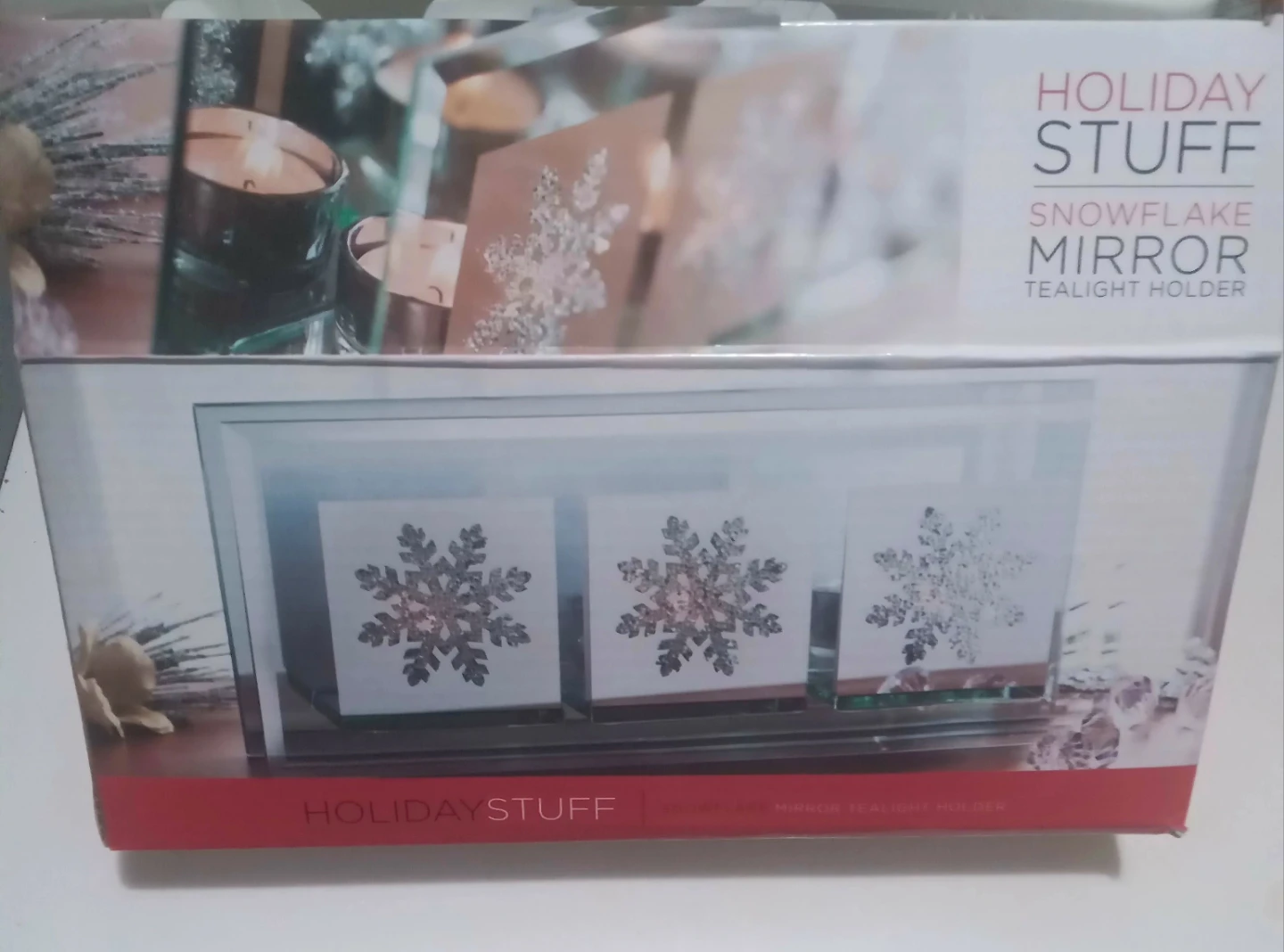 Holiday Stuff Snowflake Mirror Tealight Holder