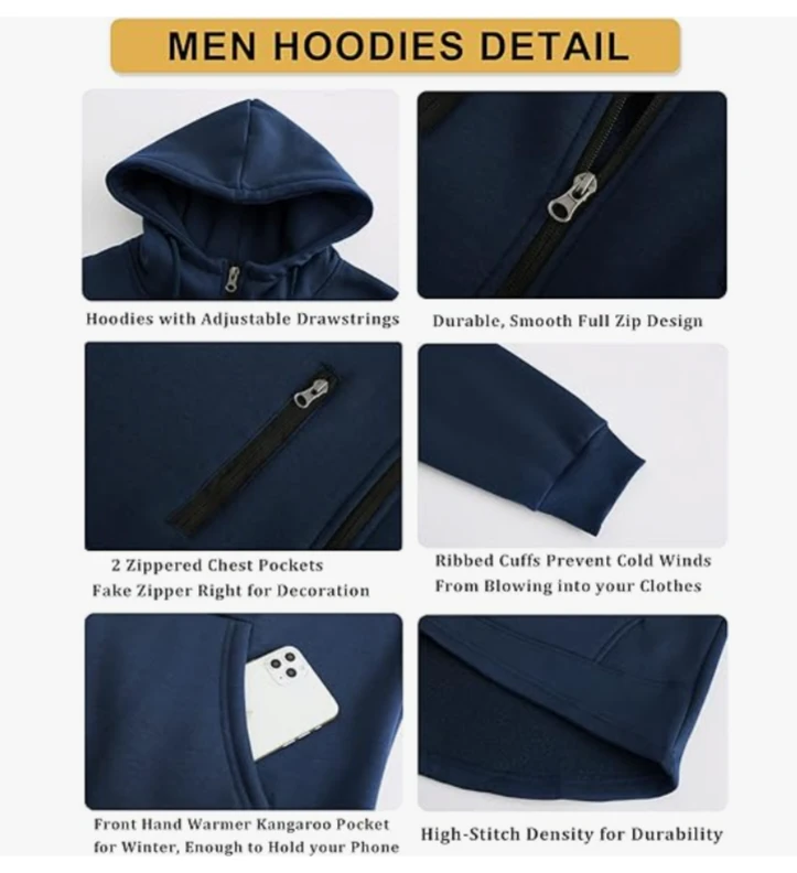 NEW!   Men's Zipped Hoody - photo 3