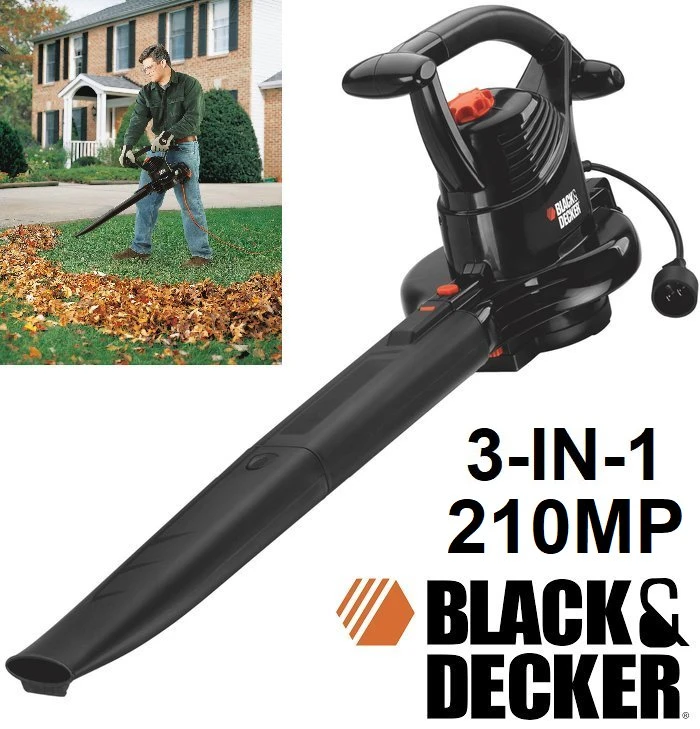 BLACK+DECKER 3-in-1 Electric Leaf Blower, Leaf Vacuum, Mulcher