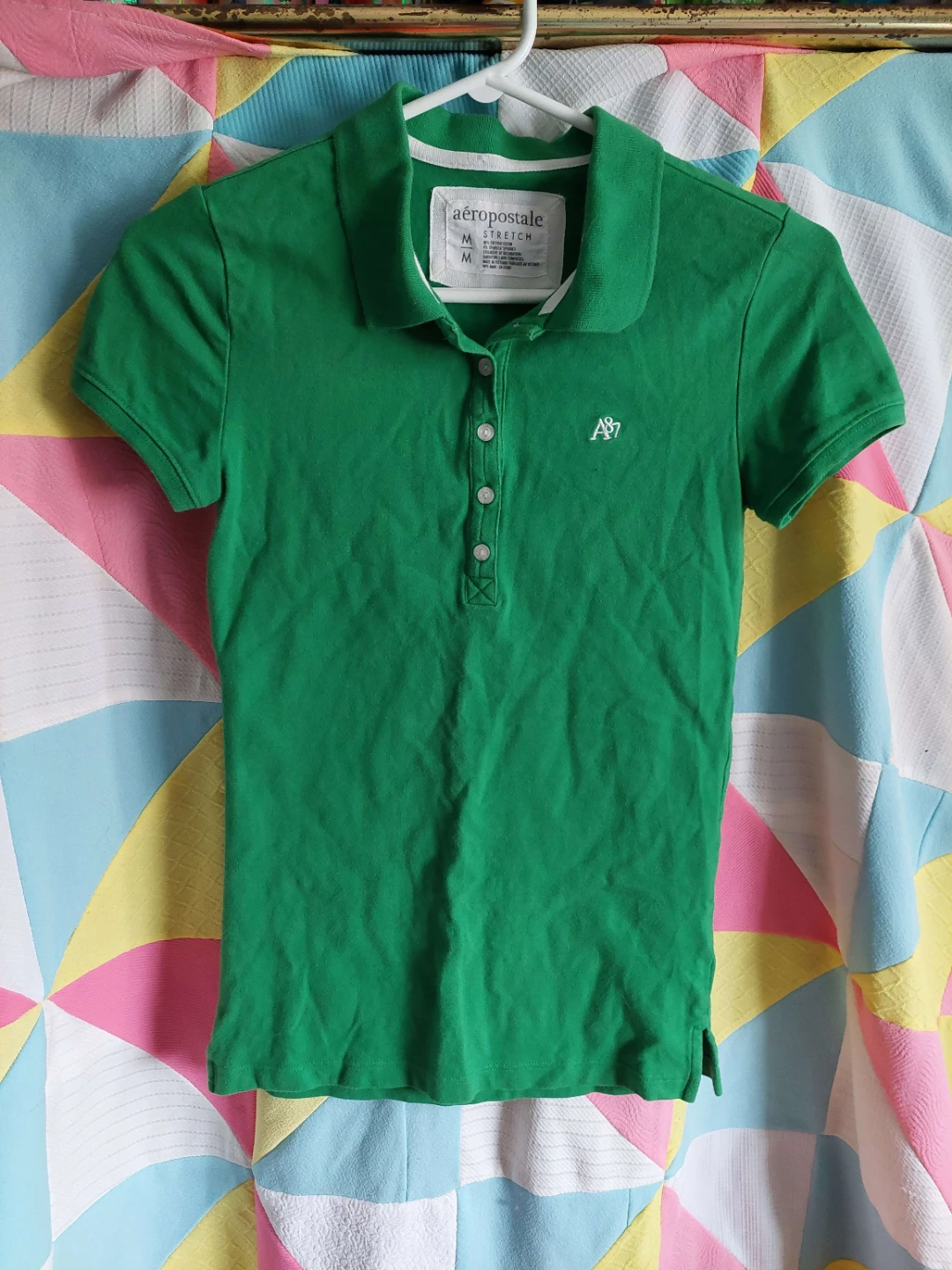 Green Aeropostale polo shirt with A87 logo