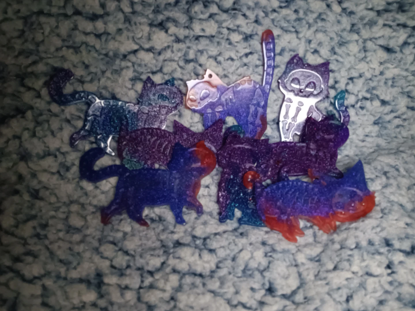 Handmade Glitter Resin Cat Charms