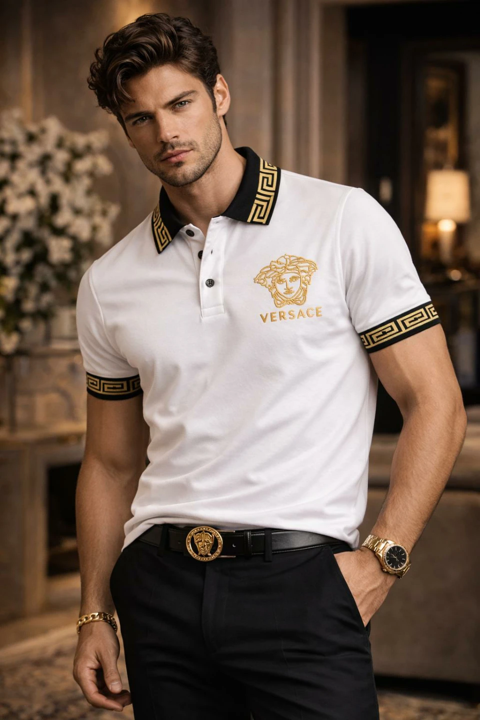 Versace Medusa Polo Shirt - White/Gold