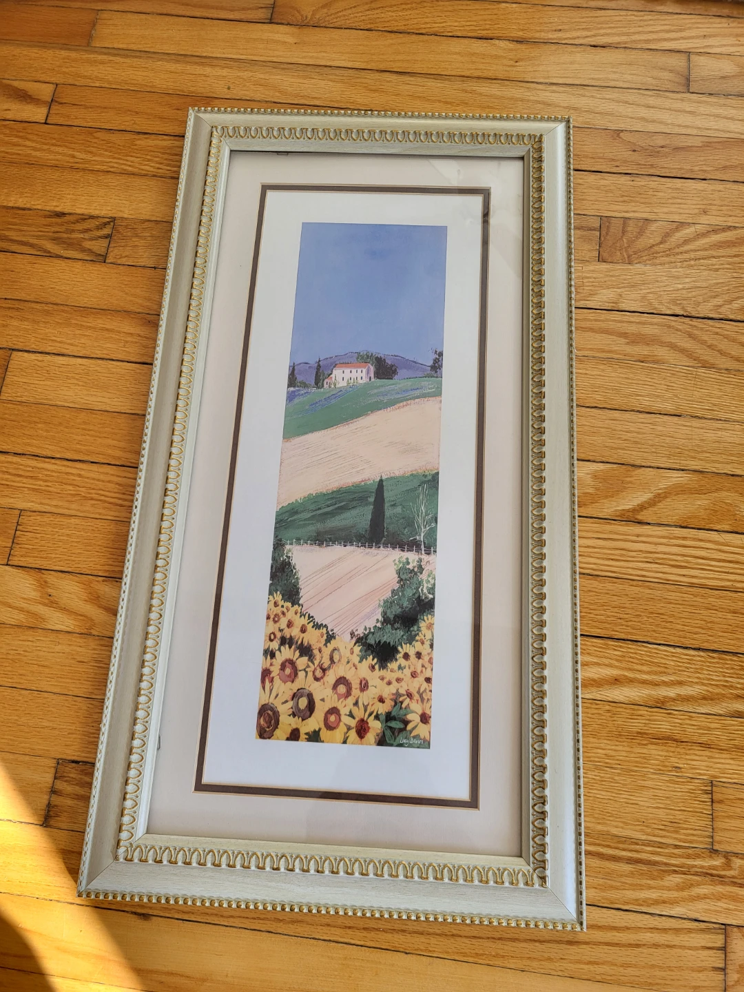 Framed Artwork "Sunflowers & Tuscan Villa" by Lucy Davies