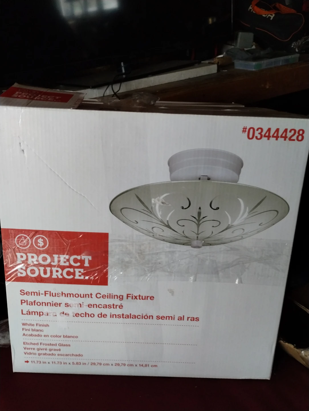 White Ceiling Light Fixture with Frosted Glass Shade
