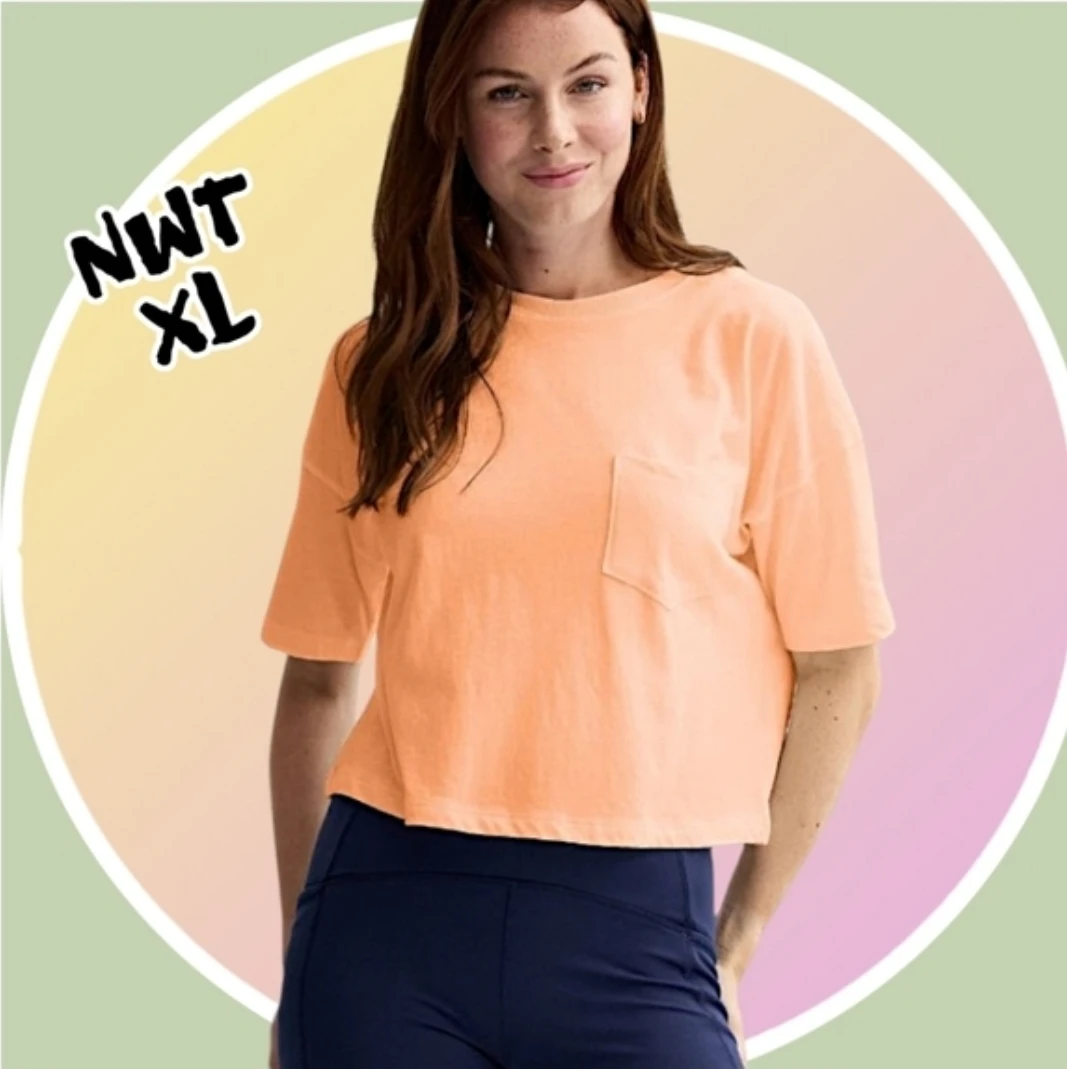 RESERVED    Tangerine Short Sleeve Cropped Pocket Tee Shirt 🏆