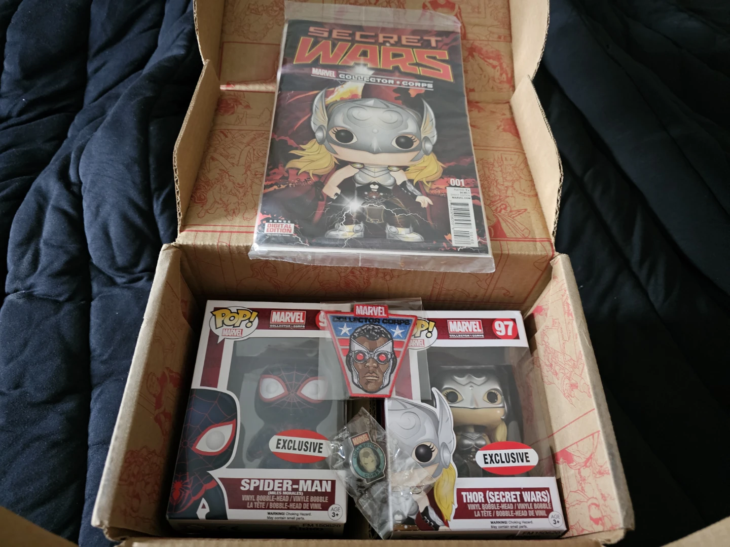 Marvel Collector Corps Secret Wars Funko Pops and Comic