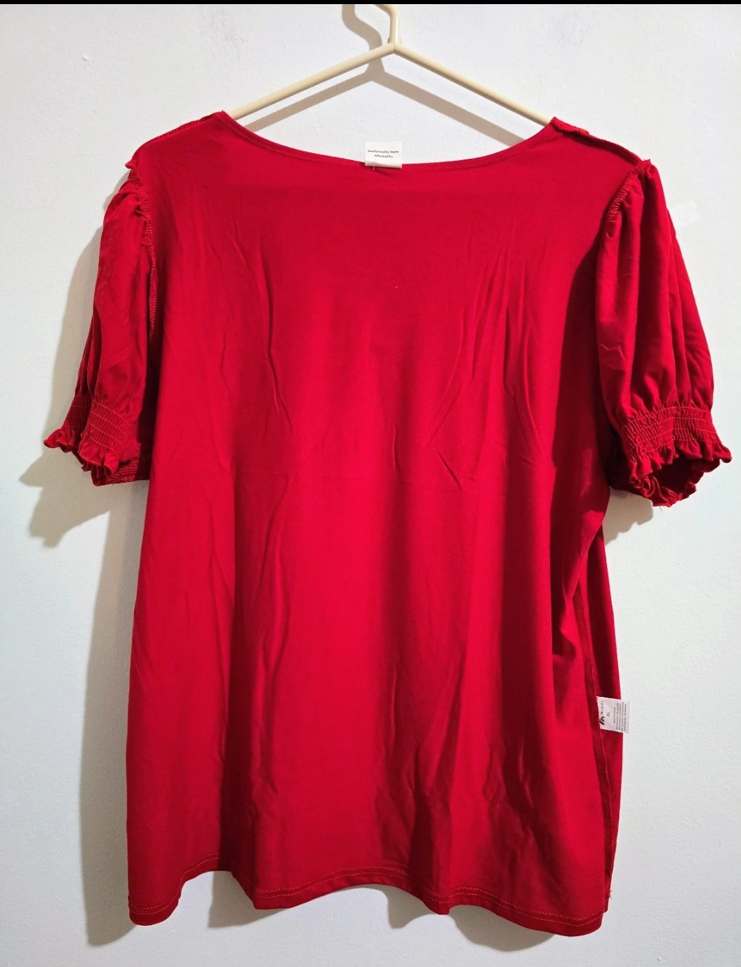 MISIFI Red Puff Sleeve Square Neck Top - XL - photo 5
