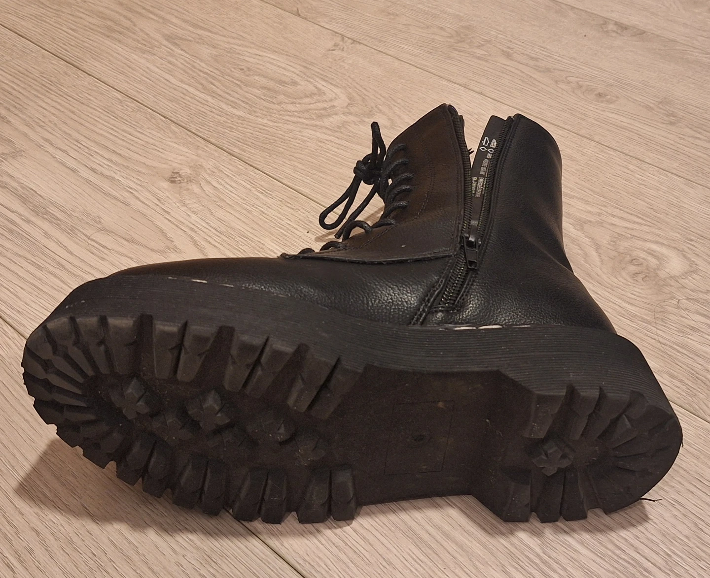 Ardenes Black Chunky Platform Combat Boots - photo 4