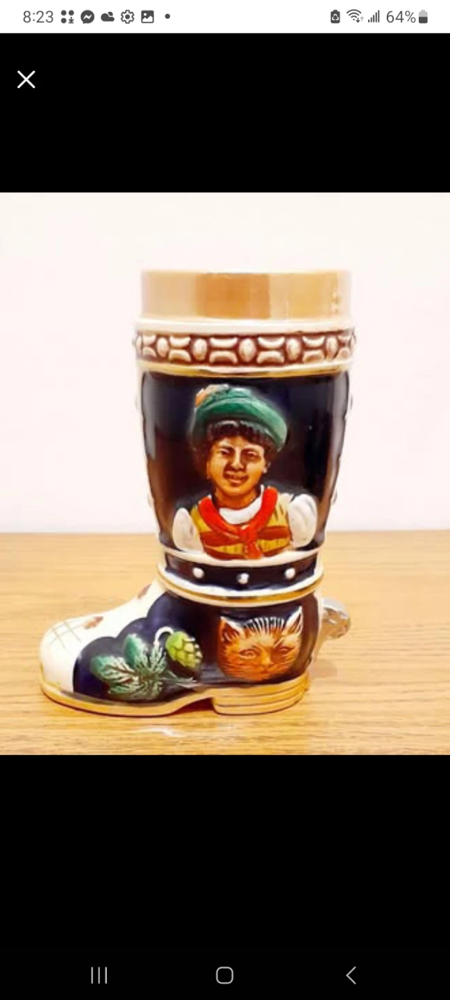 Vtg German Goebel Hand Painted Boot Stein
