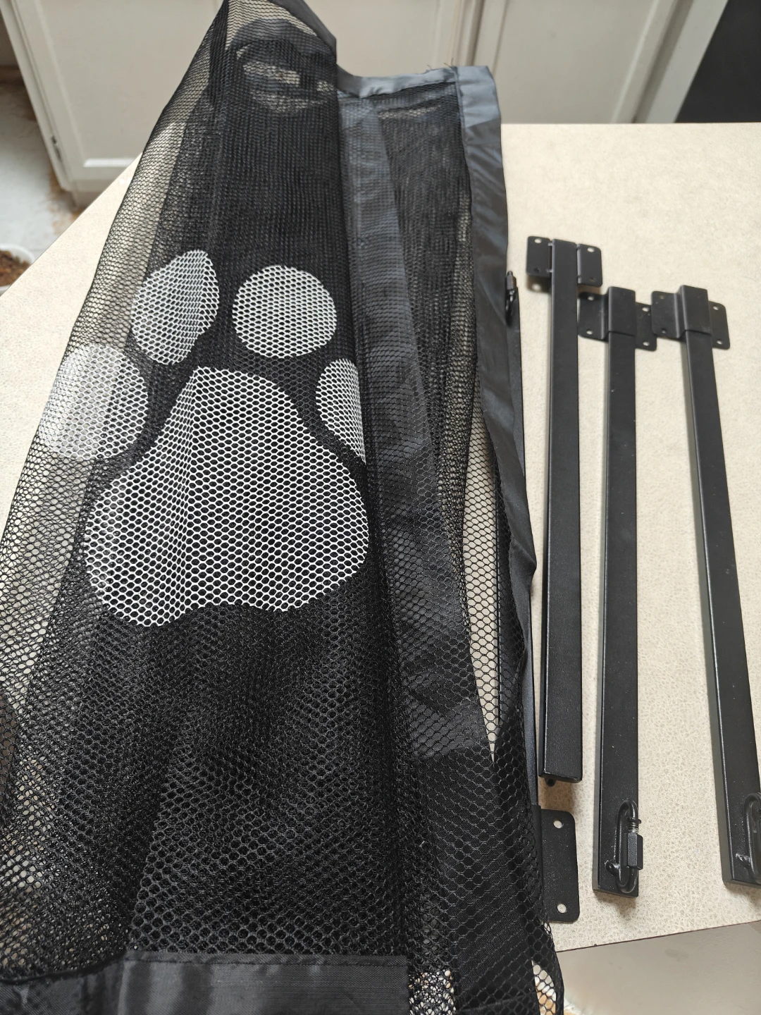 Black Dog Paw Print Mesh Pet Gate