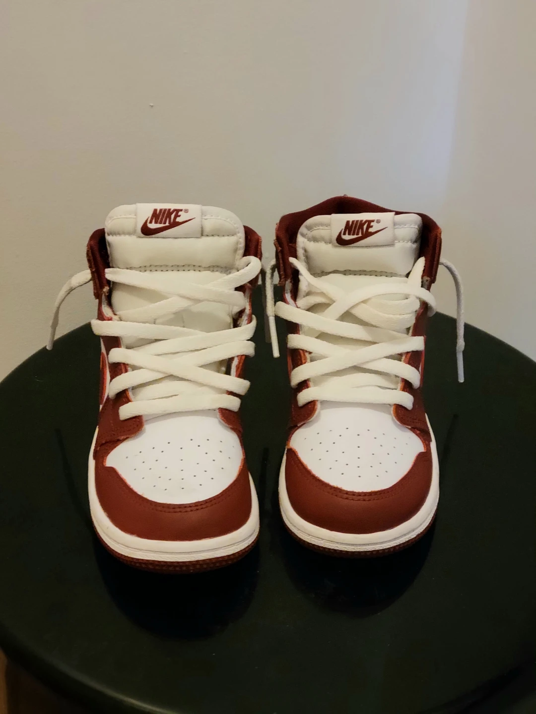 Nike Air Jordan 1 Mid Sneakers - White and Burgundy