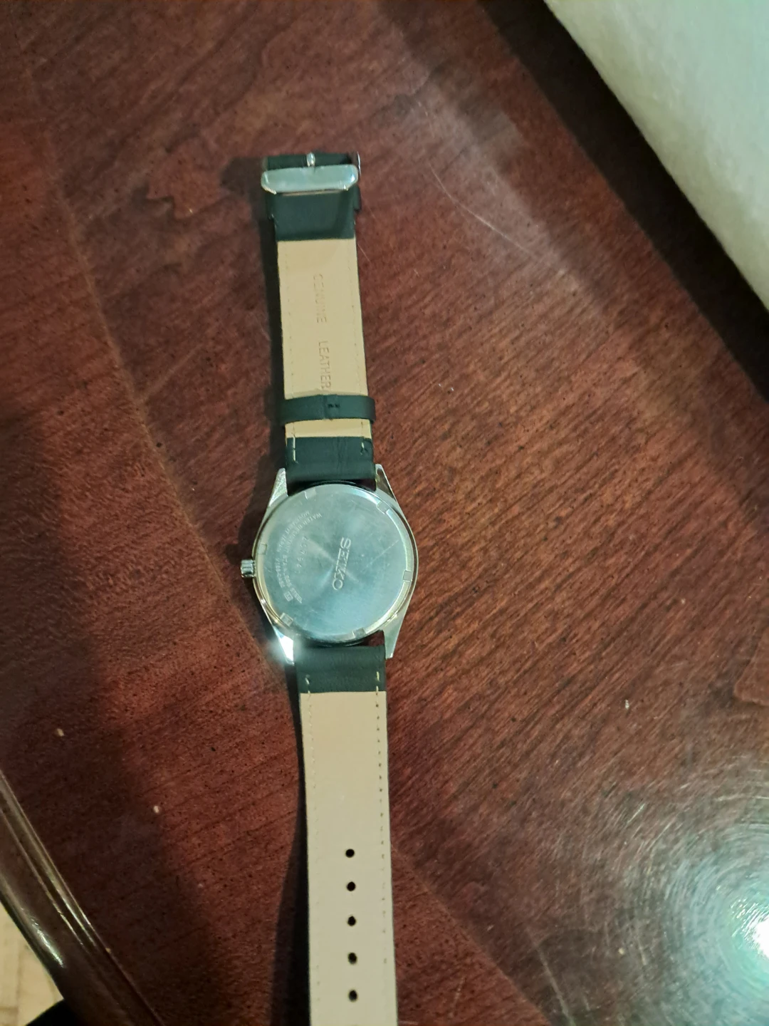 Seiko SNE039 Solar Watch with Black Leather Strap - photo 2