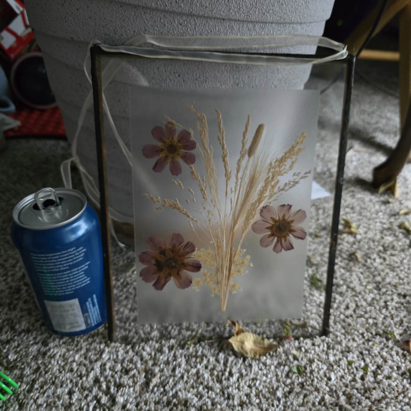 Framed Pressed Flowers and Wheat Decor - photo 2