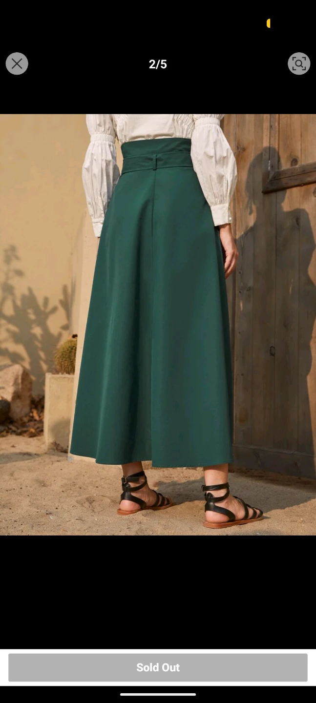 Brand NEW High Waist Belted Skirt - Green - photo 3