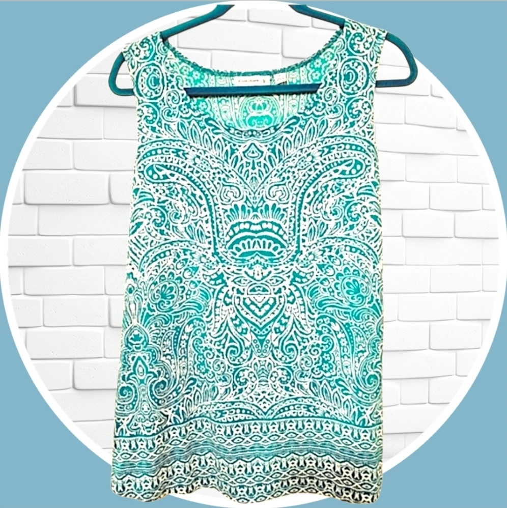 Susan Graver Damask Pattern Sleeveless Top Md 🏆 - photo 2