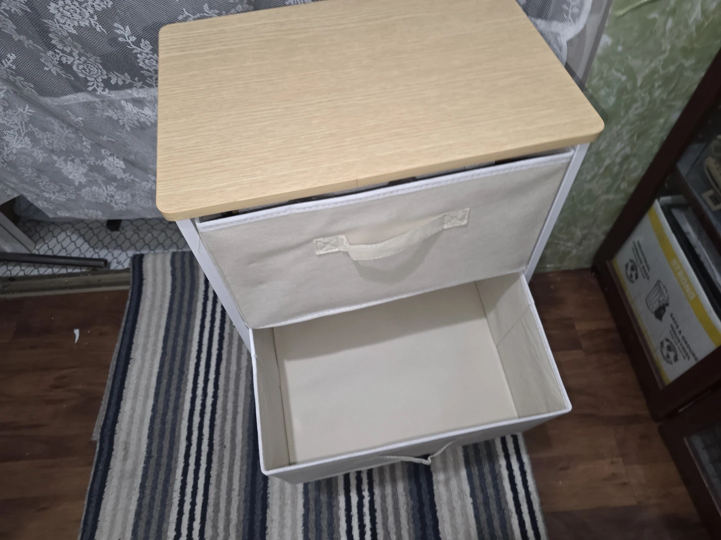 3-Drawer Fabric Storage Unit with Wood Top - photo 2