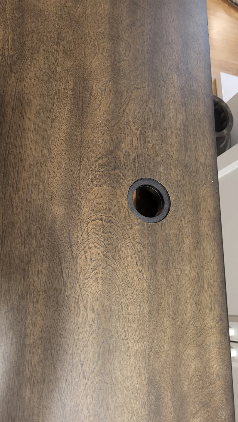 Dark Wood Desk with Cable Hole and Drawer - photo 4