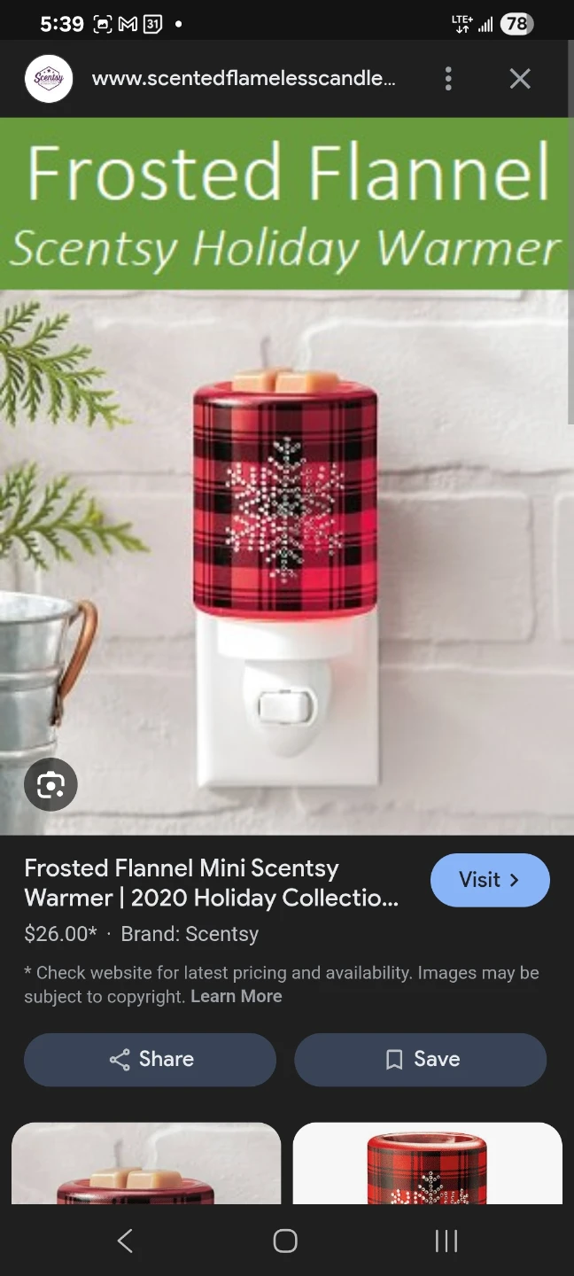 Scentsy Frosted Flannel Mini Warmer