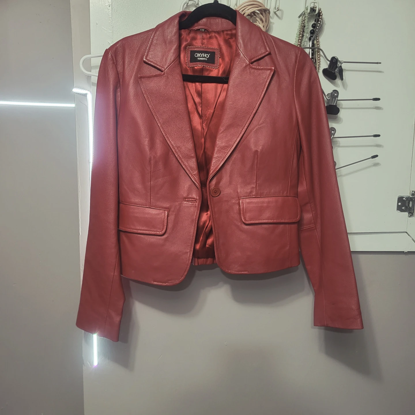 Oxy'Ho Red Leather Blazer Jacket - photo 2