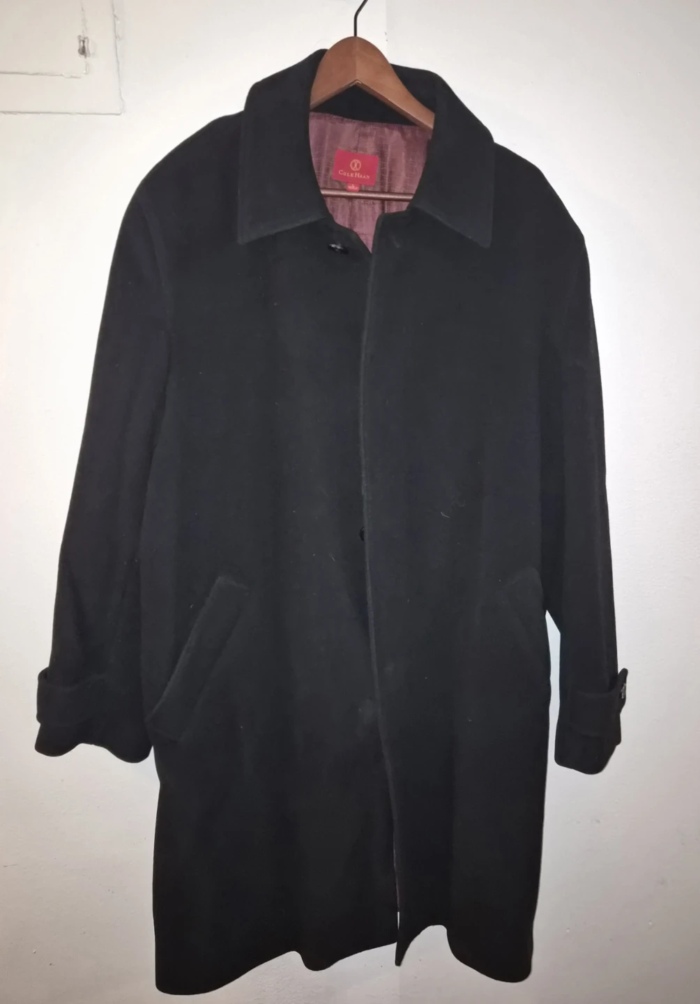 Cole Haan Black Wool Blend Overcoat
