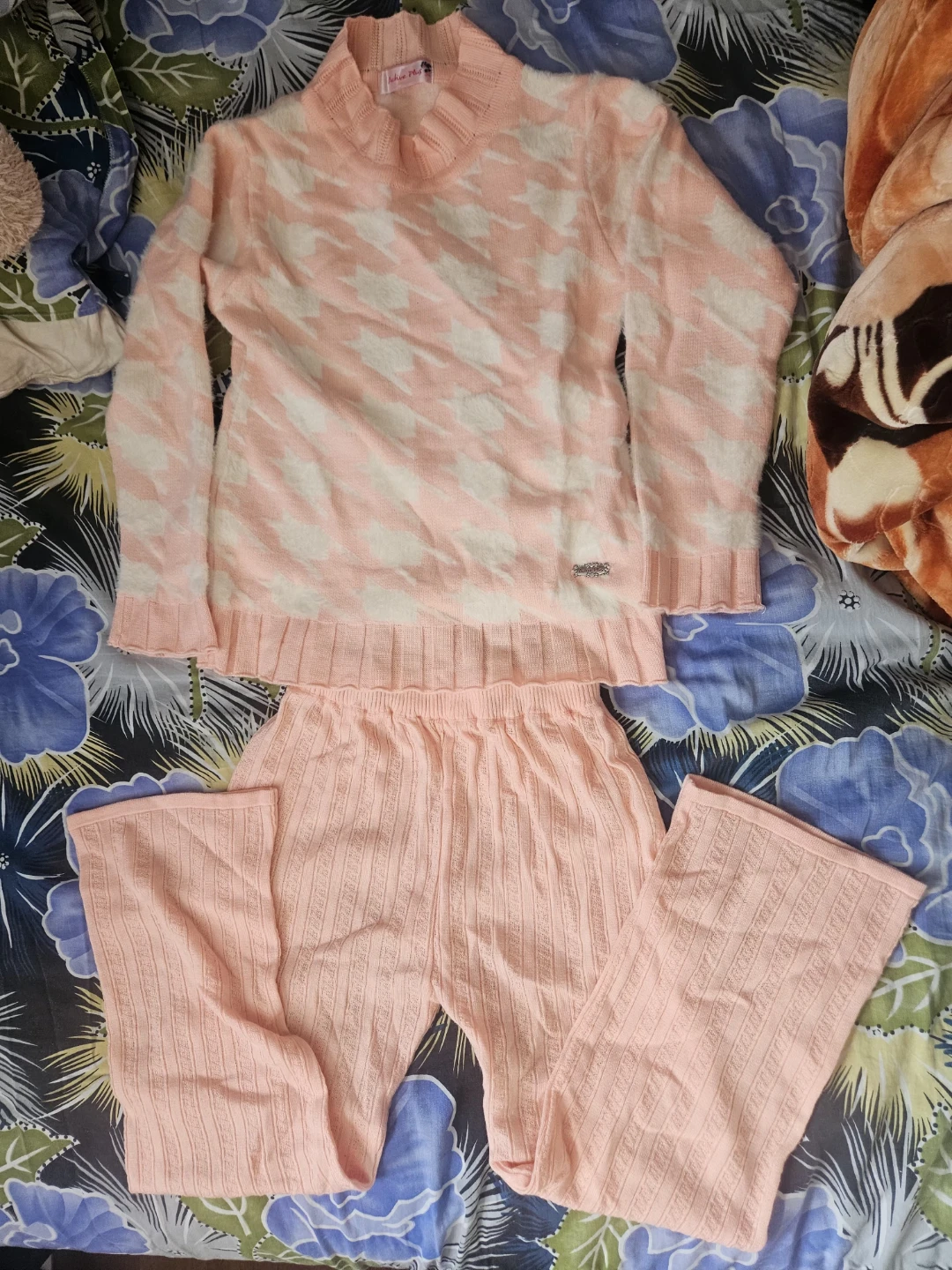 Orange Knit Sweater and Pants Set