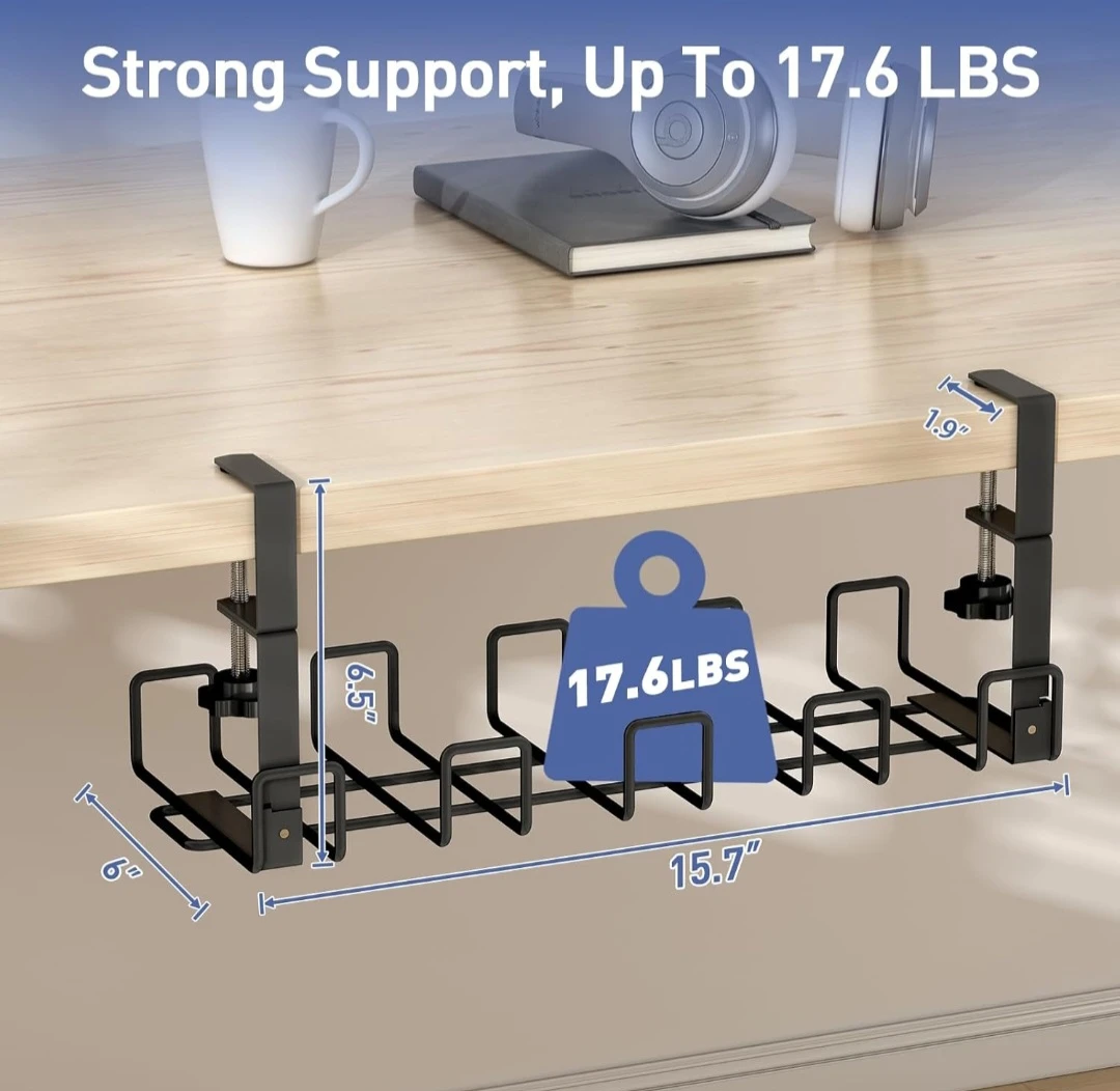 Spacecare Cable Management Under Desk No Dril, Cord Organizer - photo 4