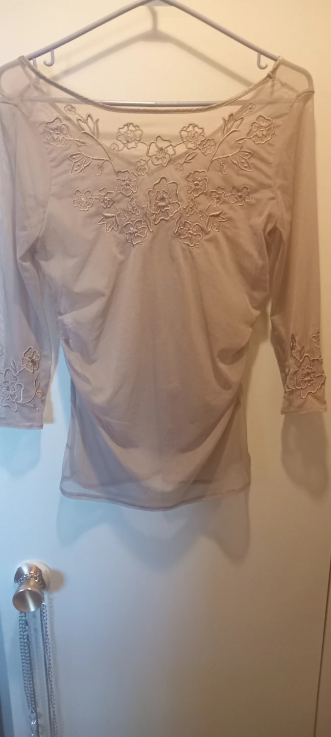 Sheer Embroidered Mesh Top -Size med
