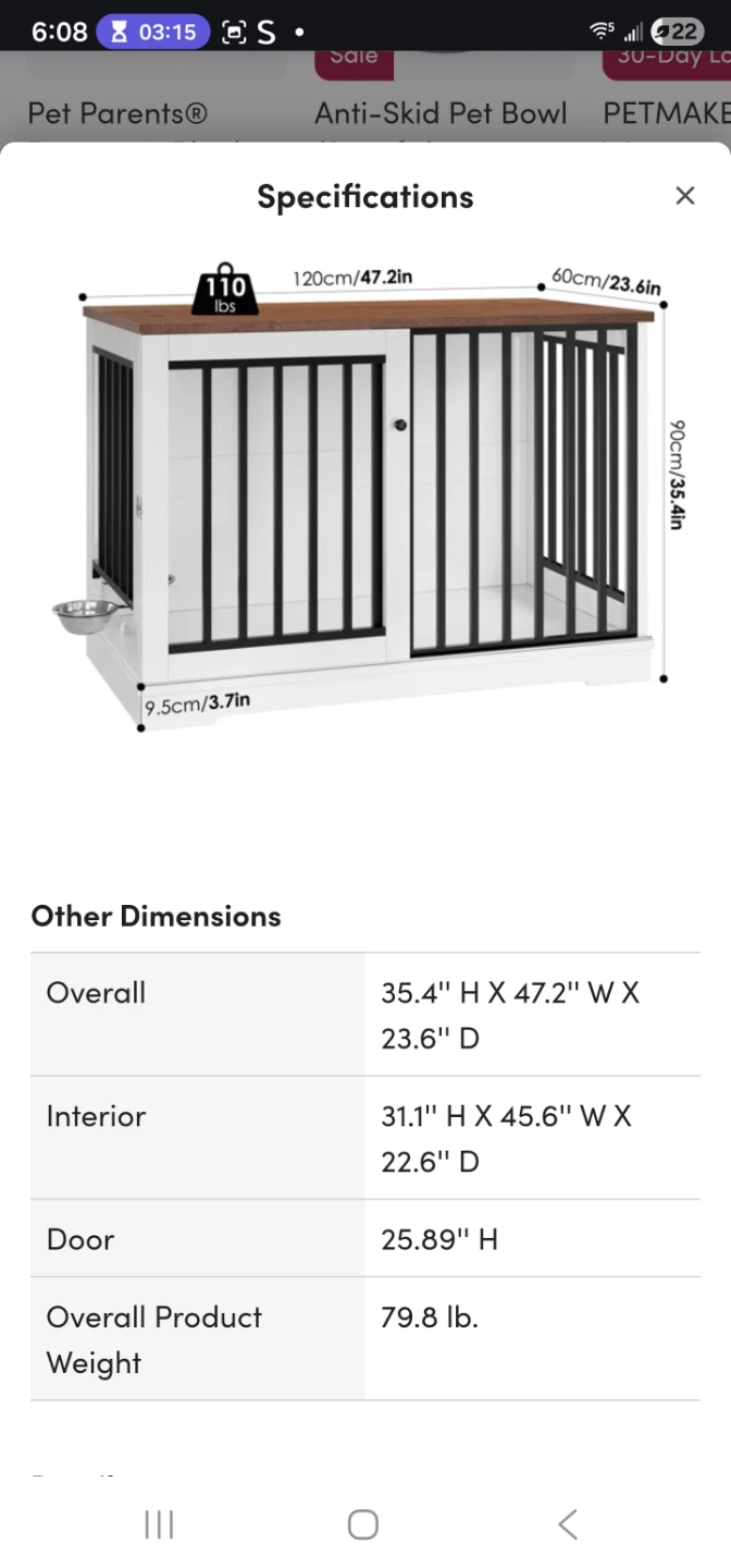 Tucker Murphy Pet Large Dog Crate Furniture 47.2"W Brown/White - photo 2
