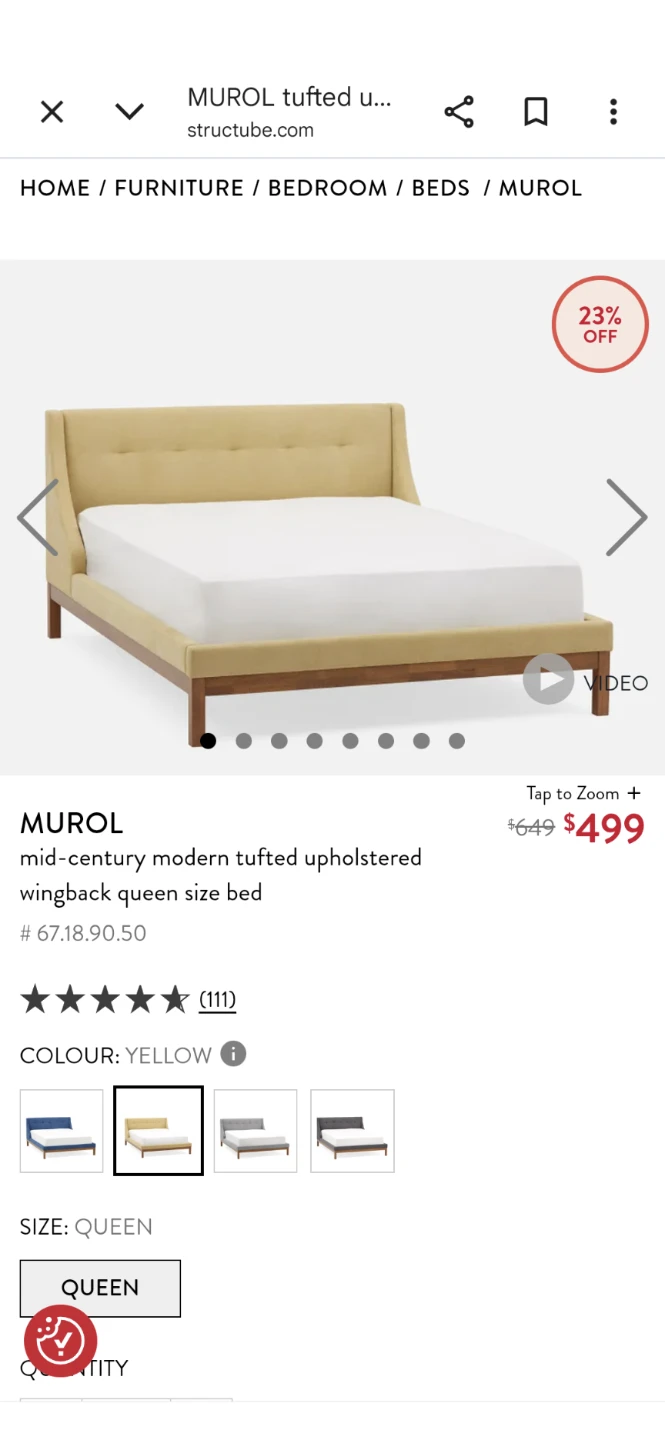 Structube MUROL Queen Bed - Yellow - photo 2