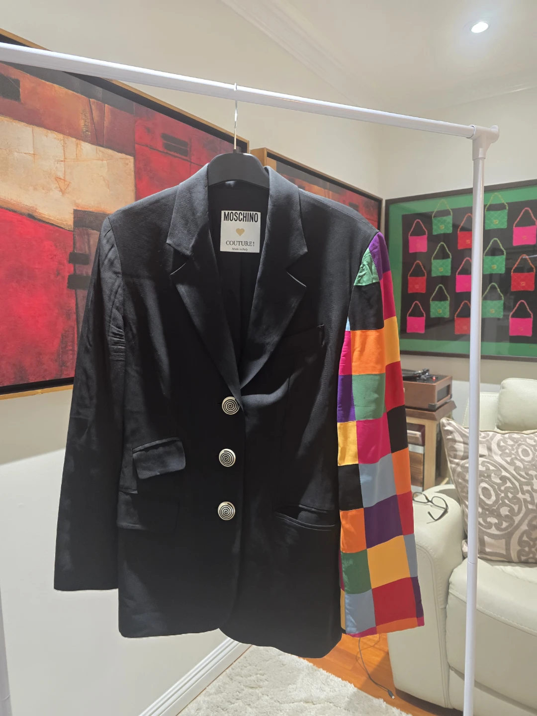 Moschino Couture Blazer with Patchwork Sleeve