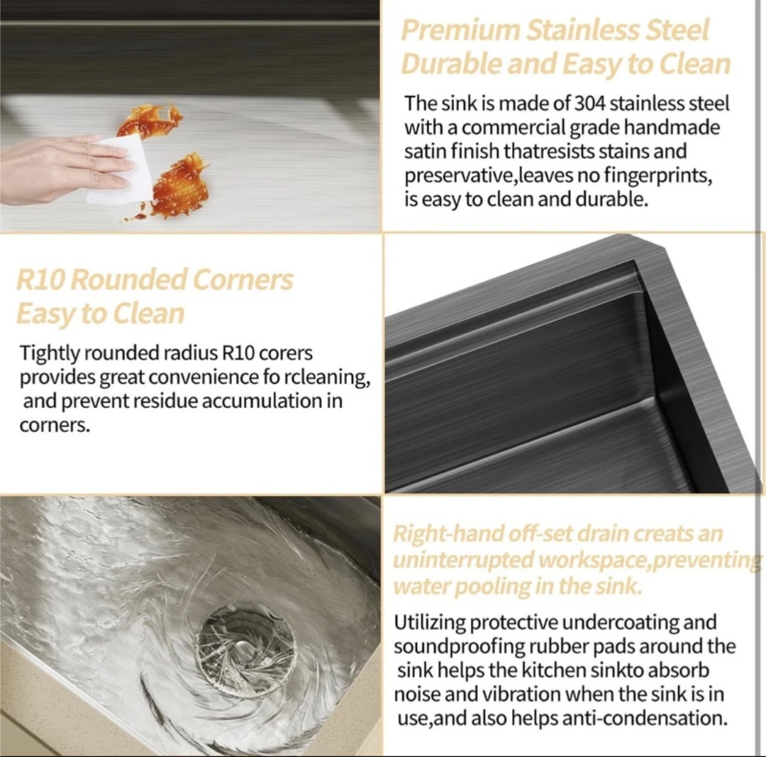 Undermount Kitchen Sink, 32”x17” Matte Black, Granite composite - photo 5