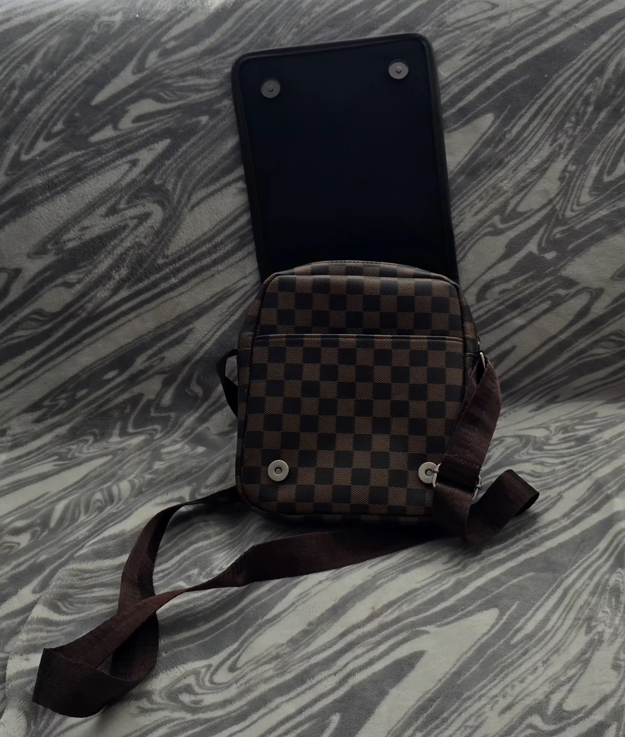Brown Checkerboard Messenger Bag - photo 2