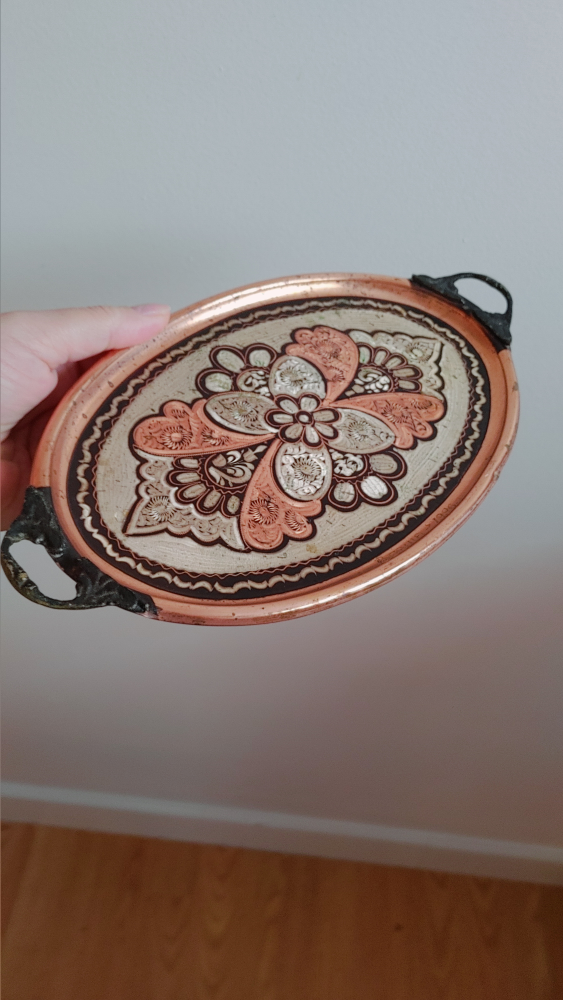Copper Decorative Tray with Handles