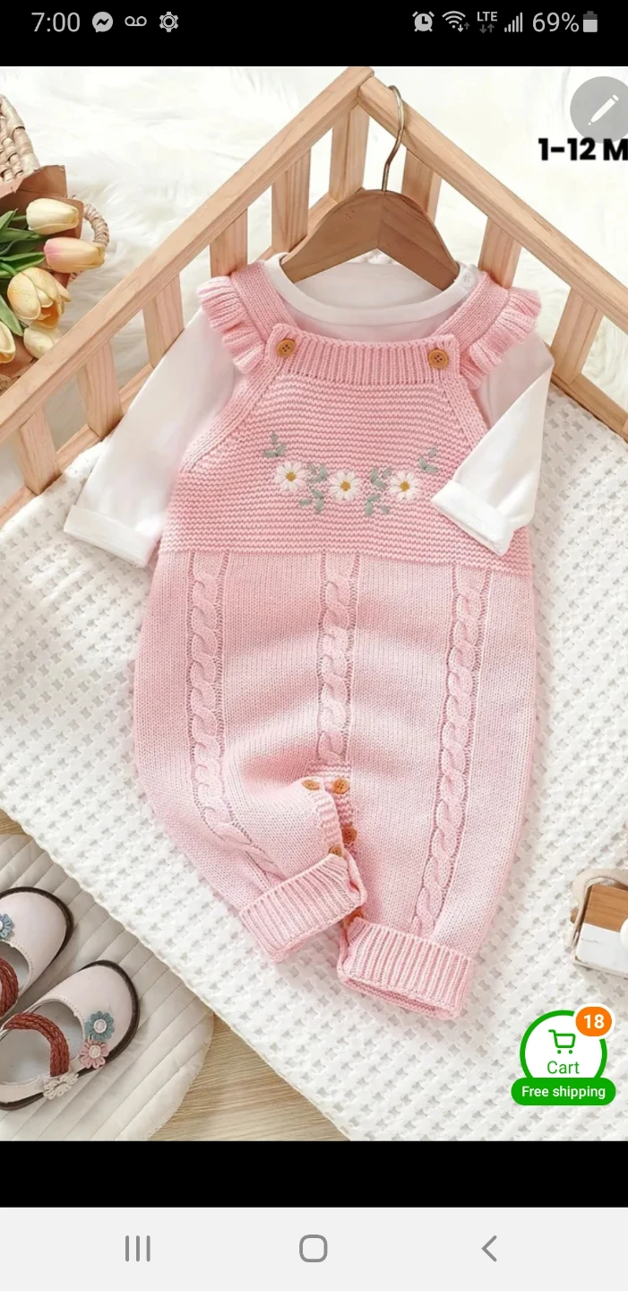 Hard knit embroidered romper