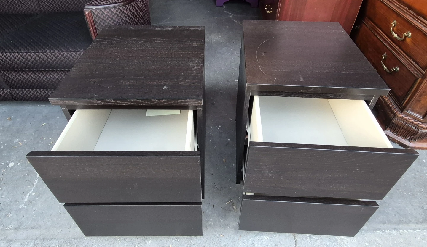Two dark wood nightstands with drawers - photo 3