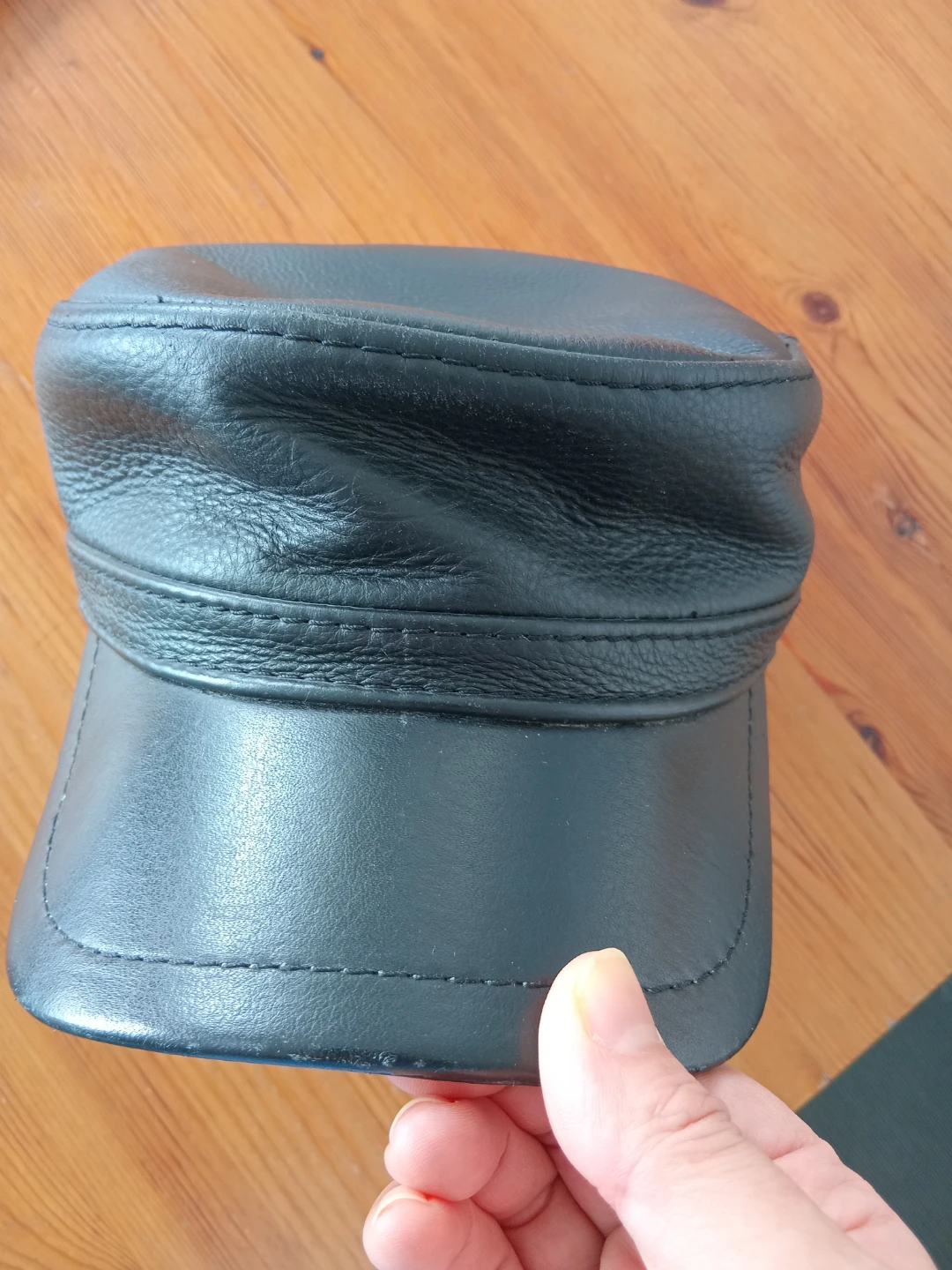 Black Leather Military Style Cap with Ear Flaps - photo 2