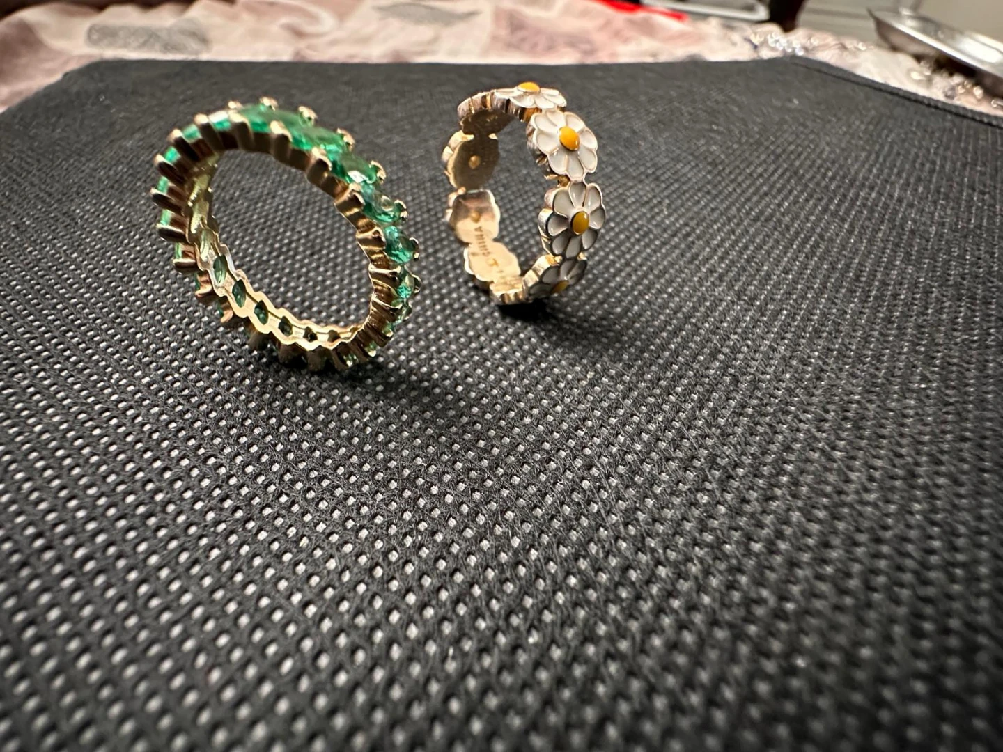 FZN 925 Sterling Silver Daisy Ring with Green Emerald Ring - photo 2