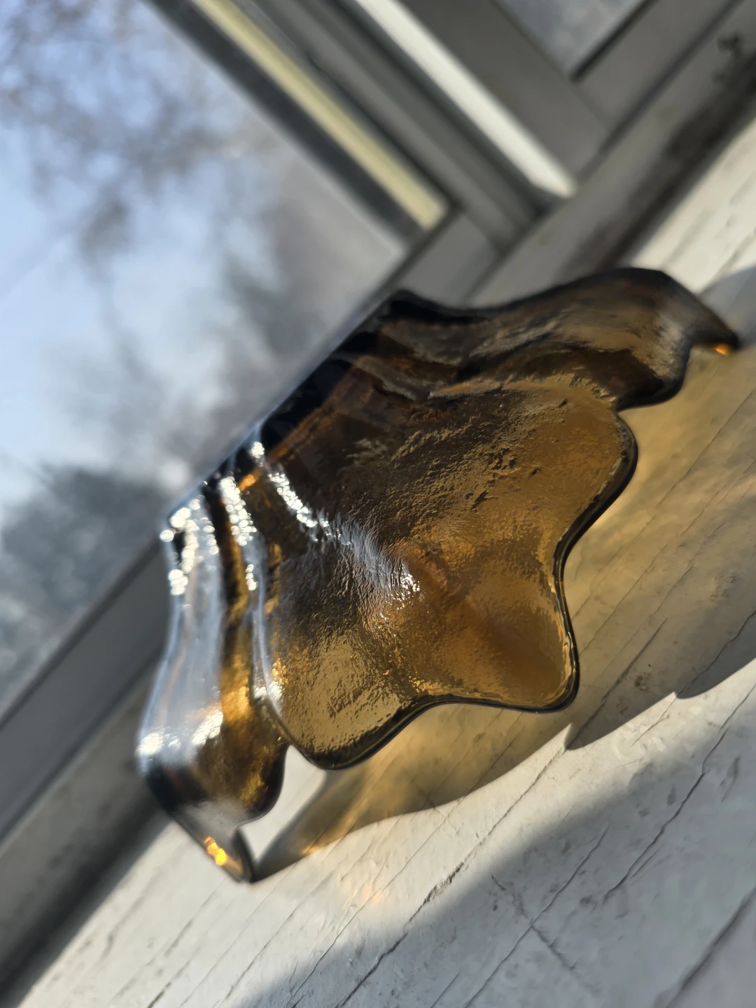Vintage Viking Glass Amber Lotus Bowl W/Bonus MCM  Decor - photo 3