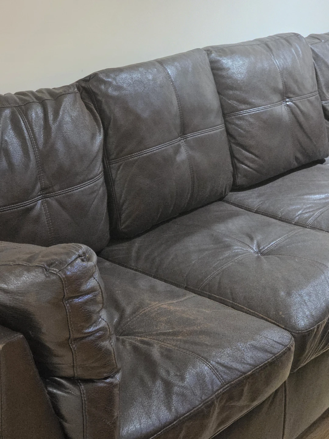 Dark Brown Leather Sofa with Ottoman - photo 3