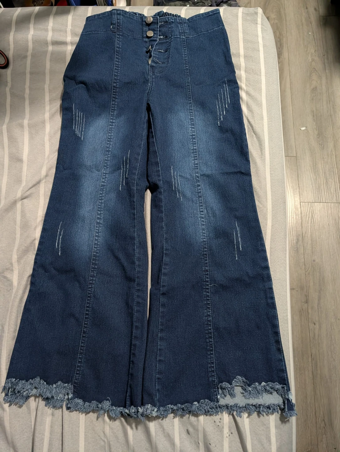 Imported High-Rise Distressed Bootcut Jeans - photo 5